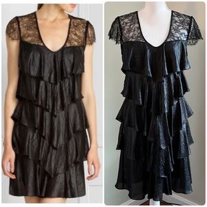 BCBGMaxAzria Sheer Lace Feminine Goth Inspired Black Dress